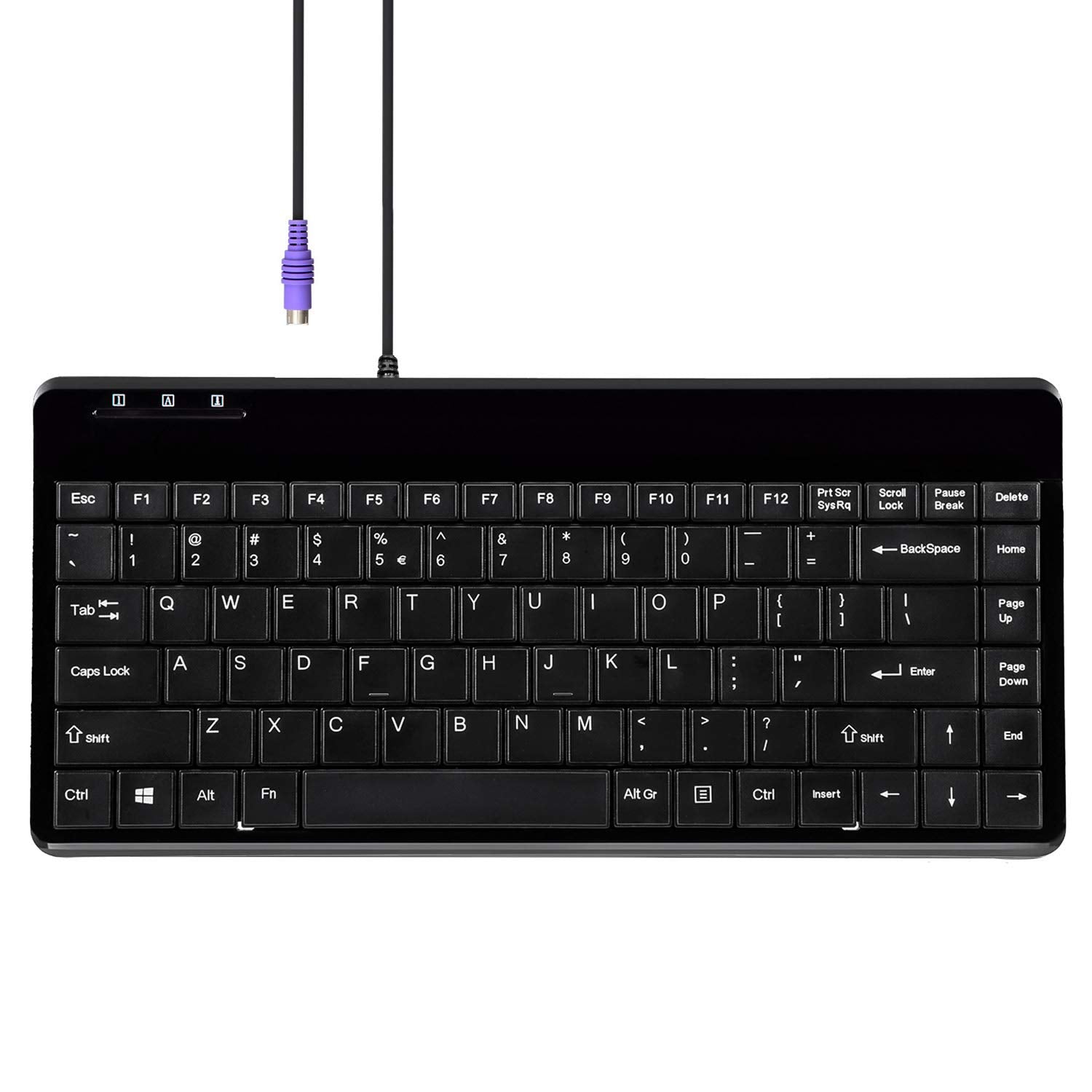 Perixx Mini teclado PS2 com fio PERIBOARD-409P, preto, layout em inglês dos EUA