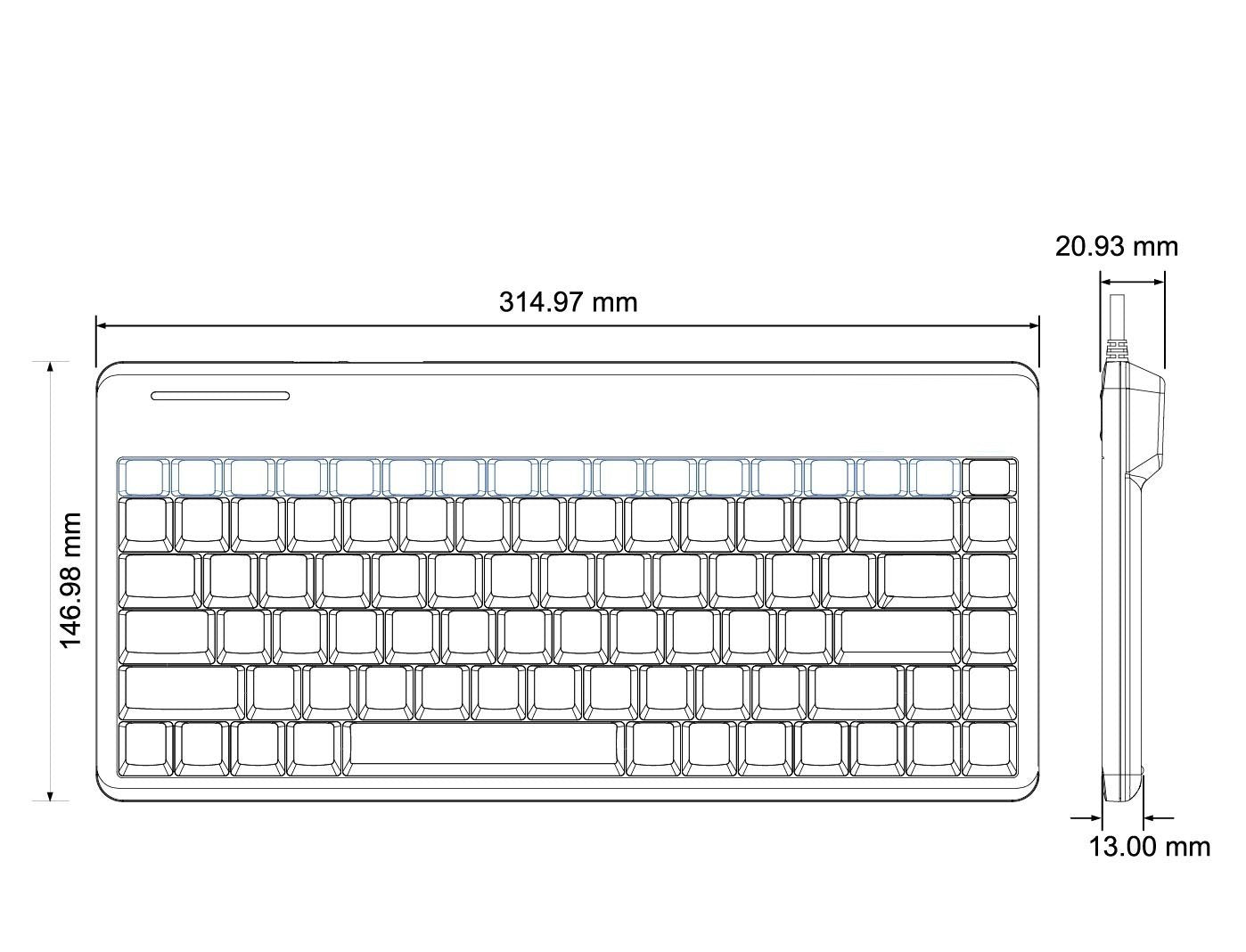 Perixx Mini teclado PS2 com fio PERIBOARD-409P, preto, layout em inglês dos EUA